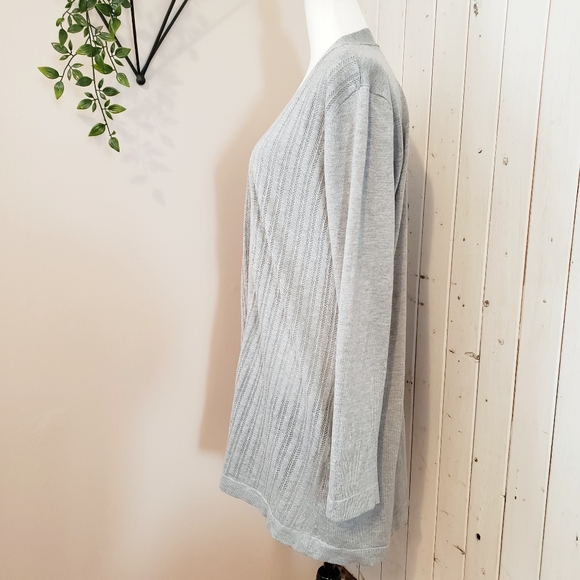 SOFT NEUTRAL LONG OPEN FRONT FINE KNIT SWEATER - Picture 6 of 11